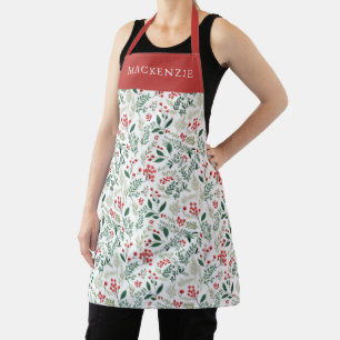 Tablier Motif de verdure de baies de houx personnalisé