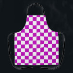 Tablier Motif de vérification À damiers blanc violet<br><div class="desc">Chèque violet et blanc À damiers conception Motif Carré géométrique</div>