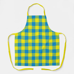 Tablier Motif de vérification de la plaid bleu jaune vert
