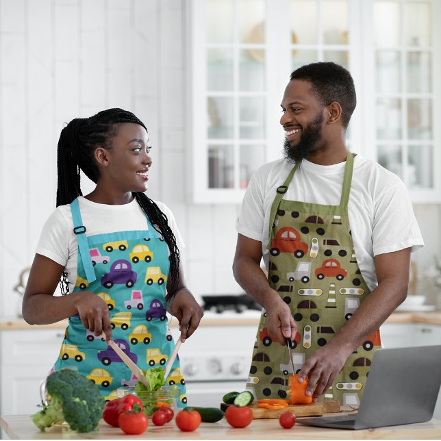 Tablier Motif de voitures de jouets multicolores (toy car apron)