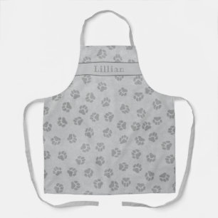 Tablier Motif d'empreinte de patte de chien gris personnal