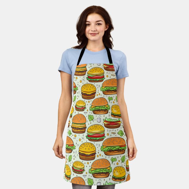 Tablier Motif des hamburgers mignons (Porté)