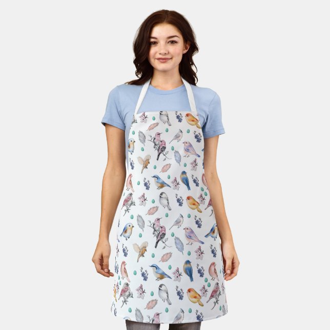 Tablier Motif des oiseaux de printemps (Porté)