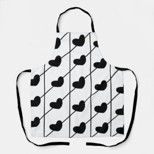 Tablier Motif des rayures du coeur noir