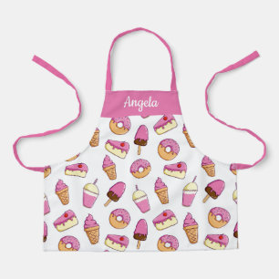 Tablier Motif dessert rose dent sucré