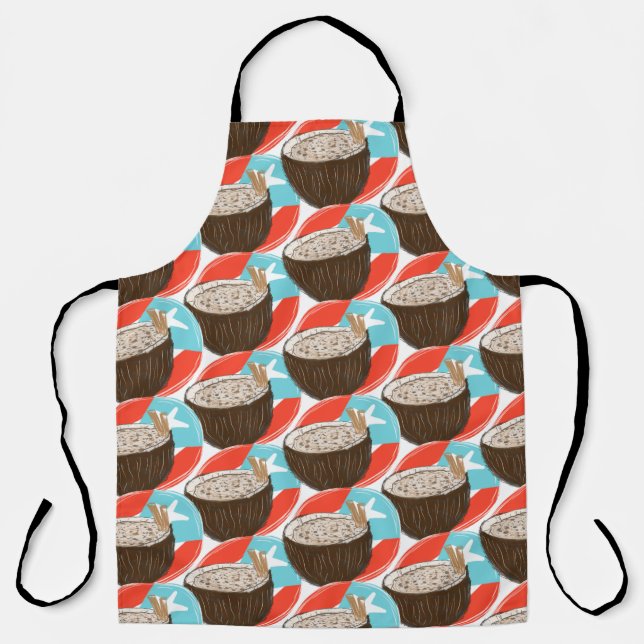 Tablier Motif dessiné à la main Coquito à la noix de coco (Recto)