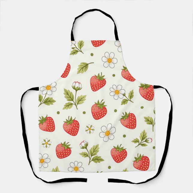 Tablier Motif d'été à Fleur de Fraisier (Recto)