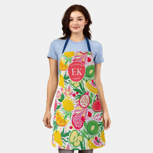 Tablier Motif d'été pour le Monogramme de fruits tropicaux
