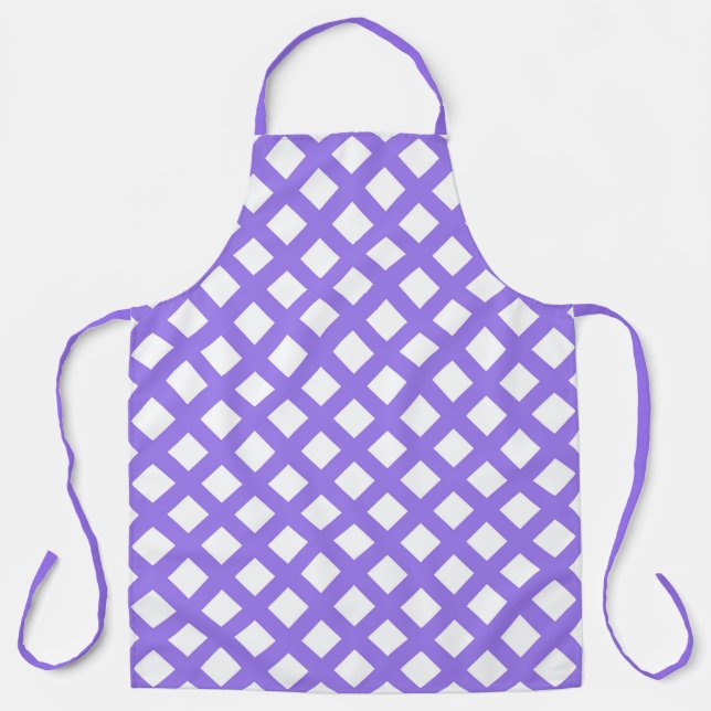Tablier Motif diamant à carreaux blanc violet (Recto)