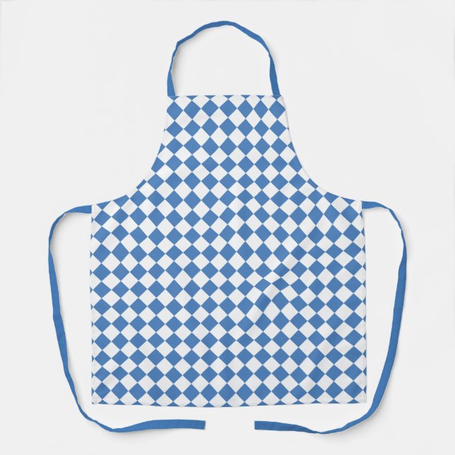 Tablier Motif diamant à carreaux bleu blanc (Recto)