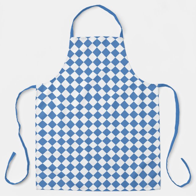 Tablier Motif diamant à carreaux bleu blanc (Recto)