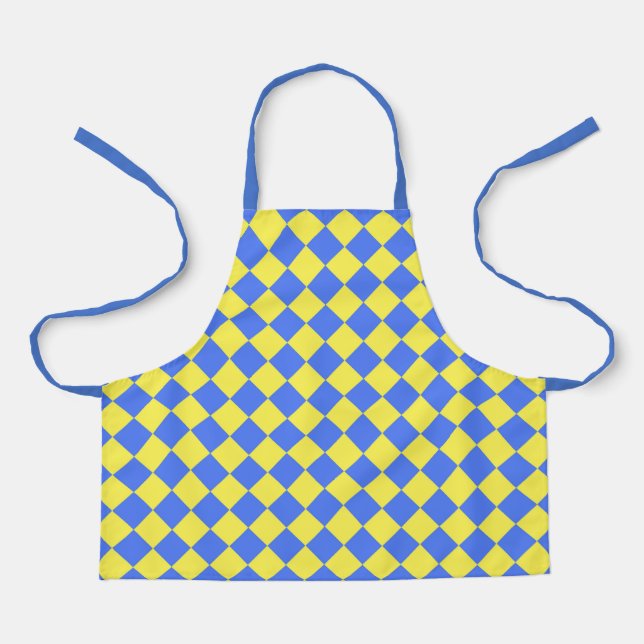Tablier Motif diamant à carreaux bleu jaune (Recto)