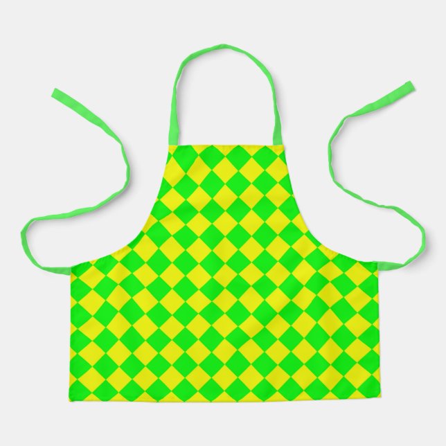 Tablier Motif diamant à carreaux jaune vert (Recto)