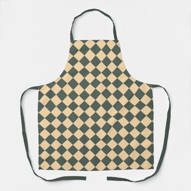 Tablier Motif diamant à carreaux jaune vert (Recto)