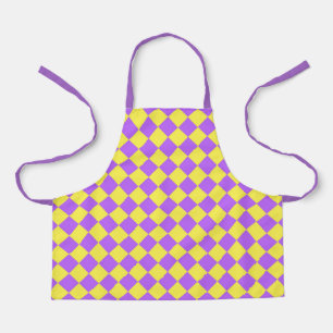 Tablier Motif diamant à carreaux jaune violet