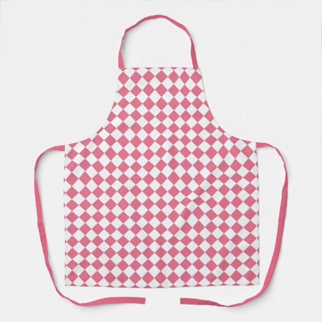 Tablier Motif diamant à carreaux rose blanc (Recto)