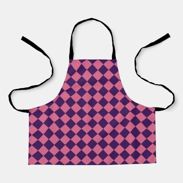 Tablier Motif diamant à carreaux rose violet (Recto)