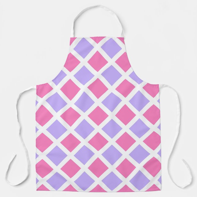 Tablier Motif diamant à carreaux rose violet (Recto)