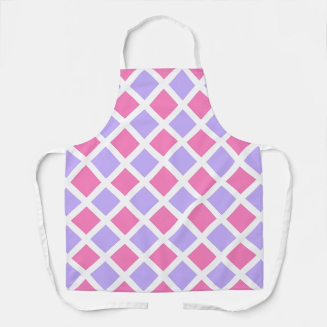 Tablier Motif diamant à carreaux rose violet (Recto)
