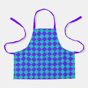Tablier Motif diamant à carreaux sarcelle violet
