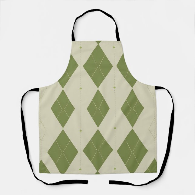 Tablier Motif diamant Argyle vert olive (Recto)