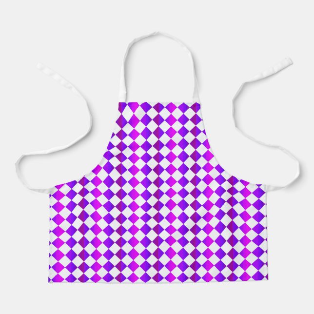 Tablier Motif diamant de Checker blanc rose violet (Recto)