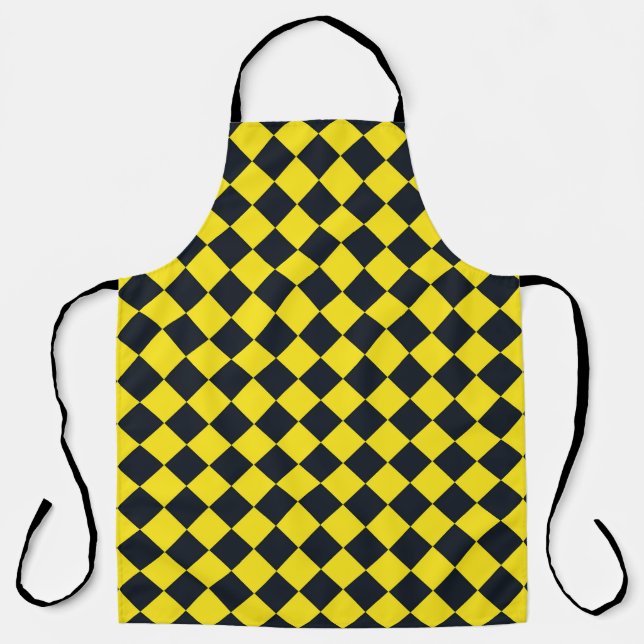 Tablier Motif diamant jaune de damier noir (Recto)
