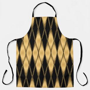 Tablier Motif diamant : motif élégant noir or.