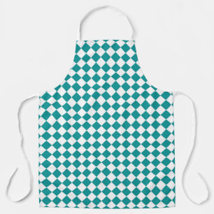 Tablier Motif diamant turquoise blanc Checker