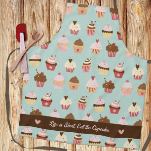 Tablier Motif d'impression Cupcake sur bleu clair