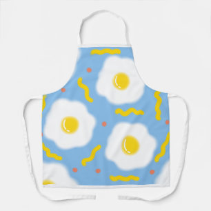 Tablier Motif d'œuf frit bleu ludique