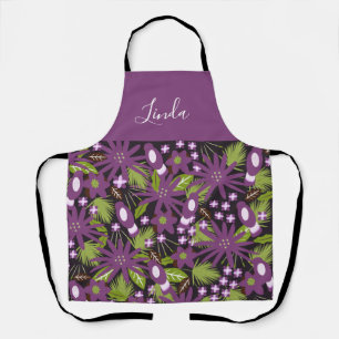 Tablier Motif d'oiseaux de la Jungle Vert pourpre Plante t