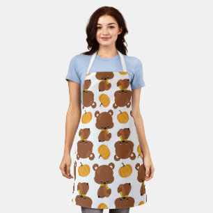 Tablier Motif D'Ours, Ours Mignons, Automne, Citrouille