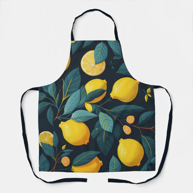 Tablier Motif du jardin de citron. Agrumes tropicaux jaune (Recto)