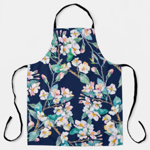 Tablier Motif du printemps. Branches florales. Aquarelle.