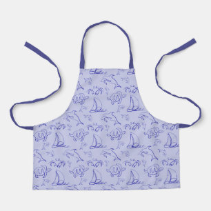 Tablier Motif d'une ligne d'animal marin et voilier