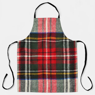Tablier Motif écossais tartan. Laine rouge et blanche plai