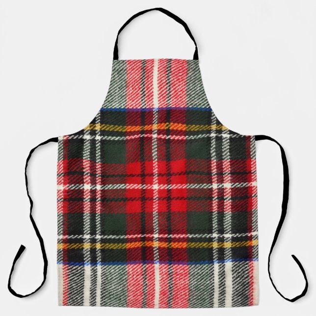 Tablier Motif écossais tartan. Laine rouge et blanche plai (Recto)