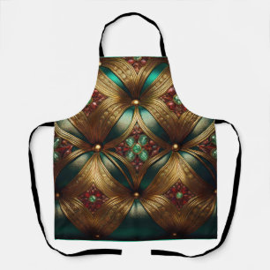 Tablier Motif Émeraude Rubis Or Vert