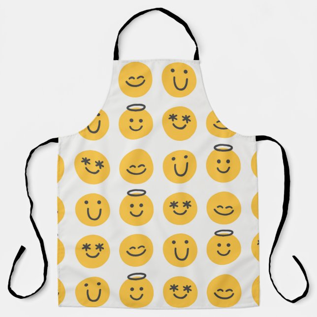 Tablier Motif Emoji Joyeux tiré à la main (Recto)