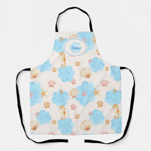 Tablier Motif Empreinte de patte d'inspiration océanique a
