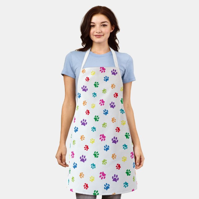 Tablier Motif empreintes de pattes colorées mignonnes (Porté)