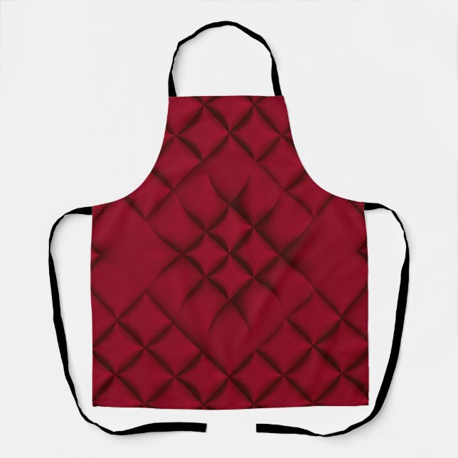 Tablier Motif en cuir matelassé rouge profond (Recto)