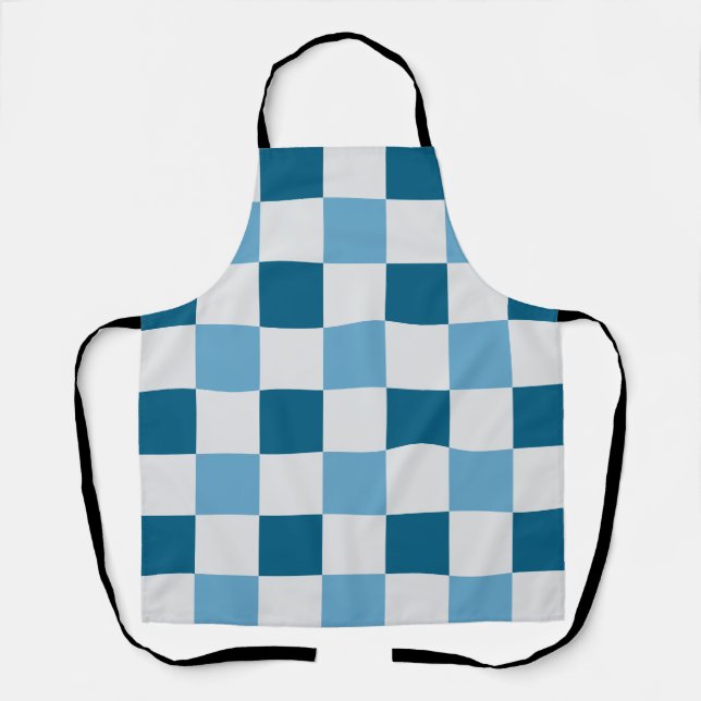 Tablier Motif en damier blanc et bleu (Recto)