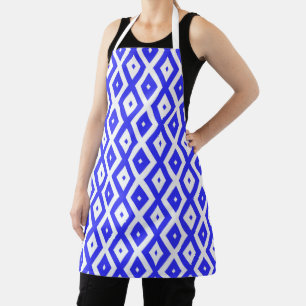 Tablier Motif en diamant bleu et blanc