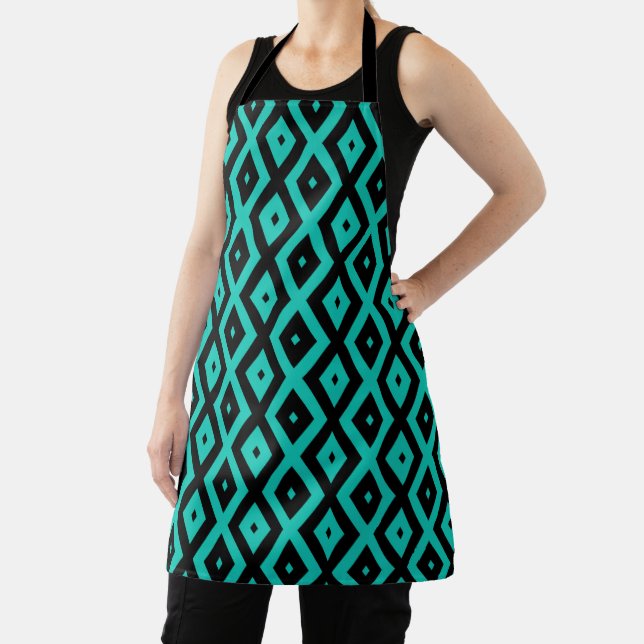 Tablier Motif en diamant noir et turquoise (Insitu)
