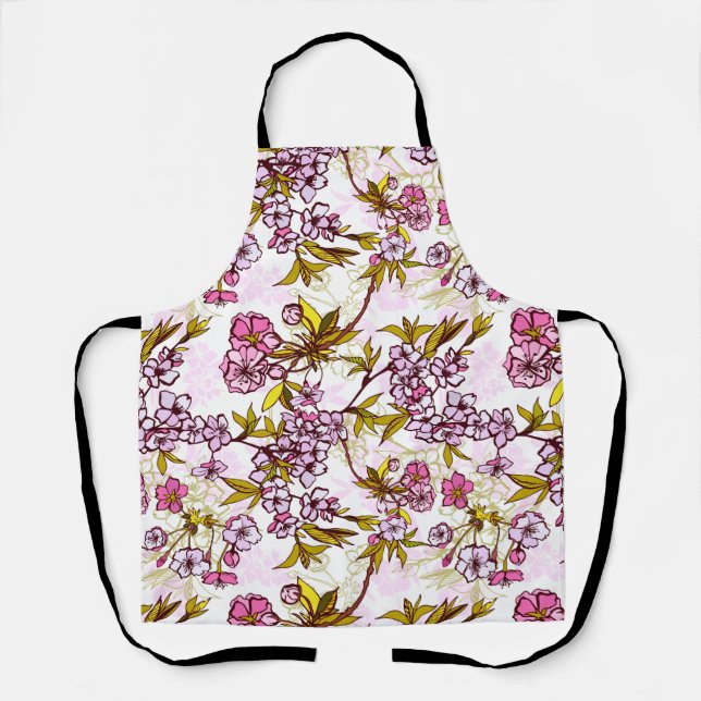 Tablier Motif en fleurs de cerisiers  (Recto)