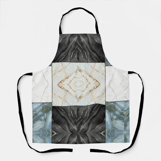 Tablier Motif en marbre noir et blanc d'or (Recto)