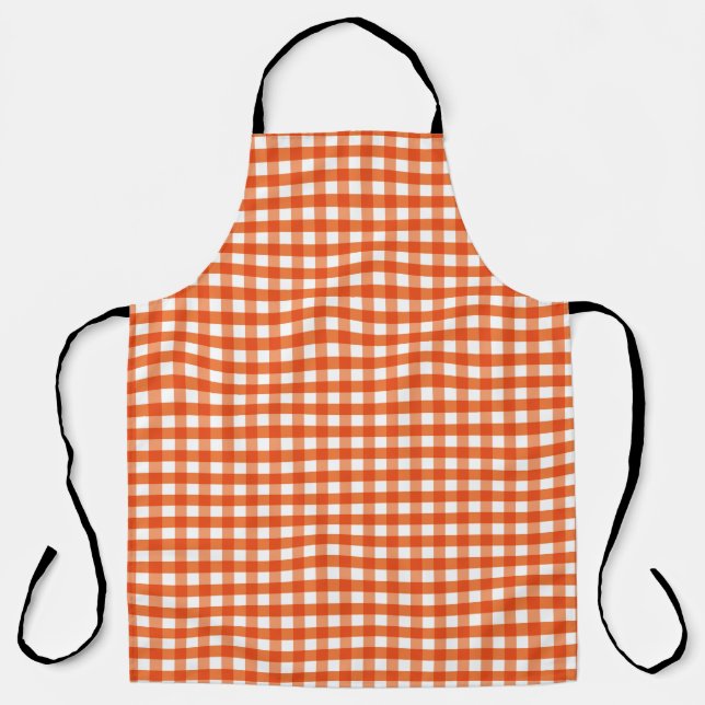 Tablier Motif En vichy orange et blanc (Recto)