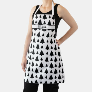 Tablier Motif et texte de sapin de Noël en épicéa noir et 